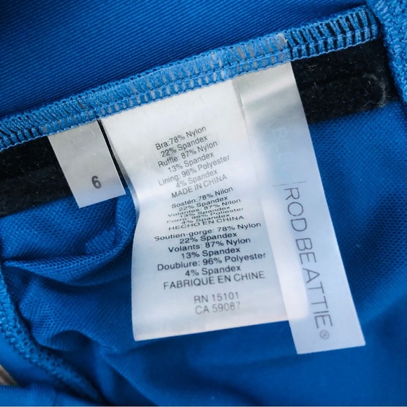 Bleu Rod Beattie Off the Shoulder Ruffle Flounce Bikini Top Navy Blue 6 - Picture 5 of 5